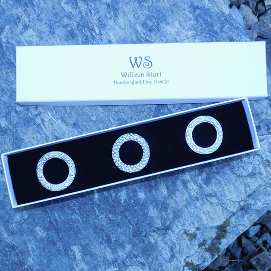 Set of Celtic Candle Pins, Three Candle Pins, Celtic Knot Candle Decorations, Handmade, in Finest Pewter, by William Sturt