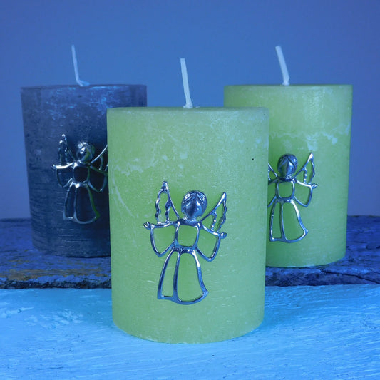 Set of Angel Candle Pins, Three Candle Pins, Angel Candle Decorations, Handmade, in Finest Pewter, by William Sturt