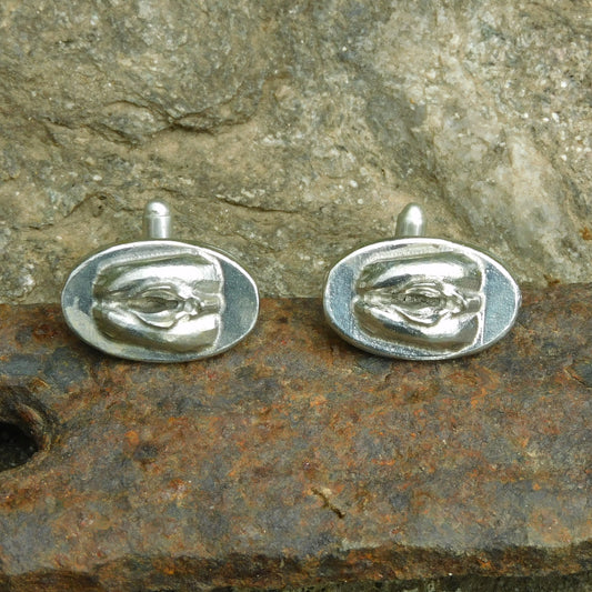 Adult Novelty Cufflinks (Intimate Design), Handcast Pewter Design, Polished Finish