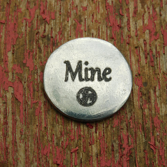 Mine Token, BDSM Pocket Token, BDSM Accessories, Sub Aftercare Token, Aftercare Submissive, Handmade, in Fine Pewter, by William Sturt