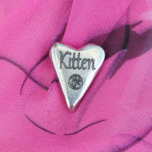 Kitten, Heart BDSM Pocket Token, BDSM Accessories, Sub Aftercare Token, Aftercare Submissive, Handmade, in Fine Pewter, by William Sturt