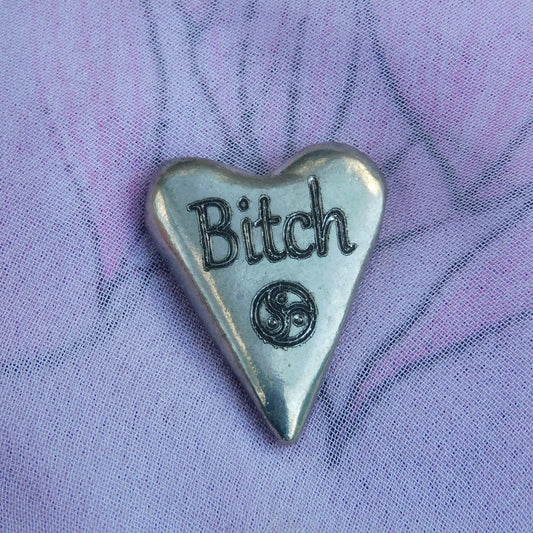 Bitch BDSM Pocket Token, BDSM Accessories, Sub Aftercare Token, Aftercare Submissive, Handmade, in Fine Pewter, by William Sturt