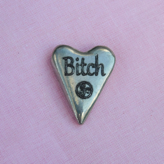Bitch BDSM Pocket Token, BDSM Accessories, Sub Aftercare Token, Aftercare Submissive, Handmade, in Fine Pewter, by William Sturt