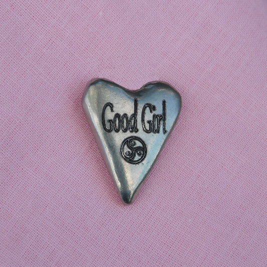 Good Girl, BDSM Pocket Token, BDSM Accessories, Sub Aftercare Token, Aftercare Submissive, Handmade, in Fine Pewter, by William Sturt