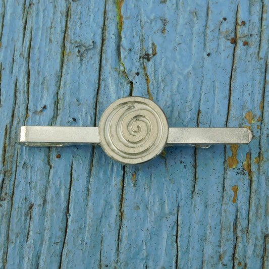 Spiral Tie Clip, Handcast Pewter Tie Clip, Polished Finish