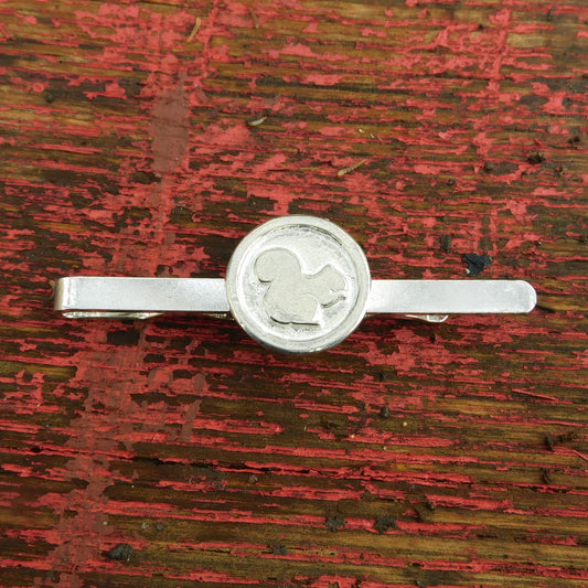 Squirrel Tie Clip, Handcast Pewter Tie Clip, Polished Finish