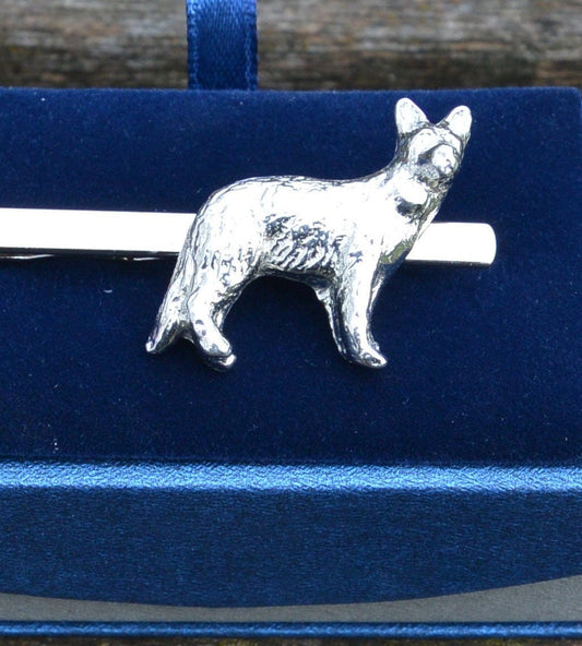 Alsatian Tie Clip, German Shepherd Tie Clip, Dog Gift, Handcast in Fine Pewter by William Sturt