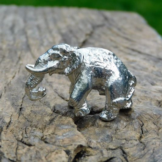 Elephant Figurine, Lucky Elephant Miniature, Elephant Totem, Handmade, in Fine Pewter, by William Sturt