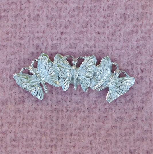 Three Butterflies Brooch, Gardeners Brooch, Butterfly Jewellery, Handmade in Fine Pewter by William Sturt