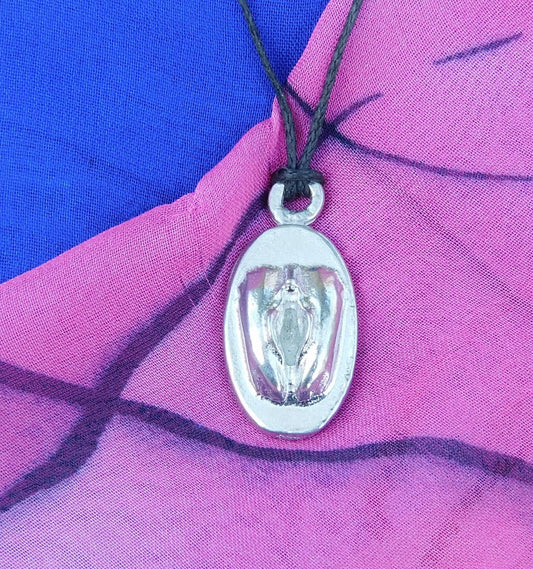 Vulva Pendant Braded Cord, Vagina , Vulva Gift, Handcast in Fine Pewter by William Sturt