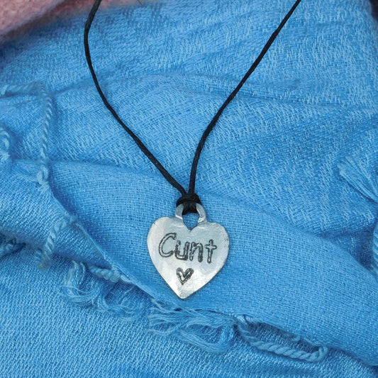 Cunt, BDSM Pendant, Knotted Cord, BDSM Accessories, Sub Pendant, Sub Anklet, Sub Bracelet, Handmade, in Fine Pewter, by William Sturt