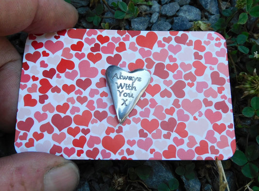 Always With You Pocket Heart Token, Love Heart Token, Heart Pocket Token, Handmade by William Sturt, Carded.