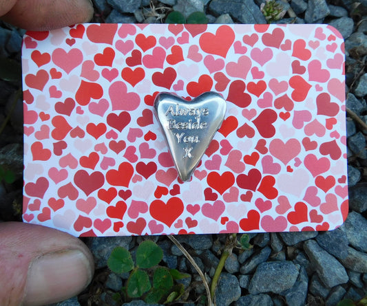 Always Beside You Pocket Heart Token, Love Heart Token, Heart Pocket Token, Handmade by William Sturt, Carded.