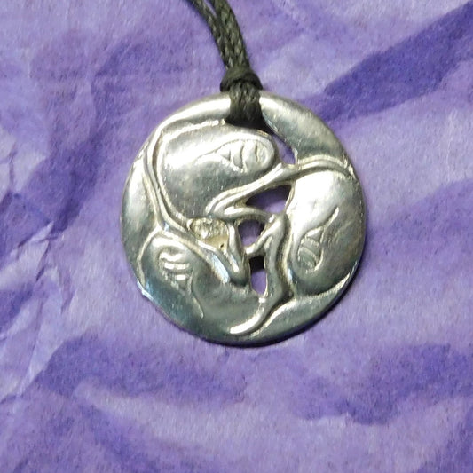 Three Ravens Pendant Necklace, Handcast Pewter Pendant on Adjustable Waxed Cord