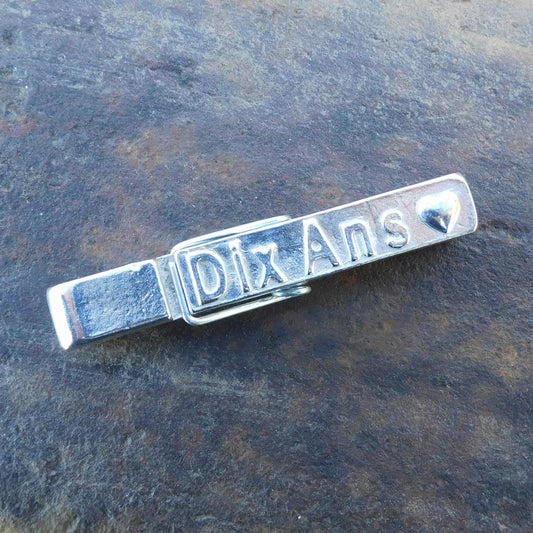 Tin anniversary "Dix Ans" (Ten Years) Fridge Magnet, Handmade by William Sturt in Fine Pewter