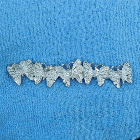 Butterfly Brooch (Five Butterflies Design), Handcast Pewter Brooch, Polished Finish