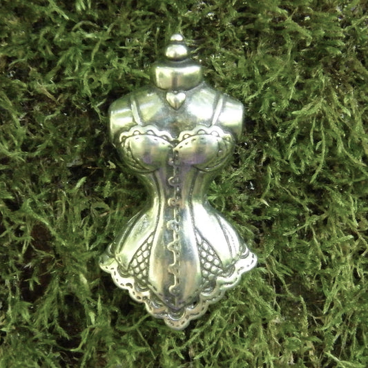 Bodice Brooch, Handcast Pewter, Polished Finish