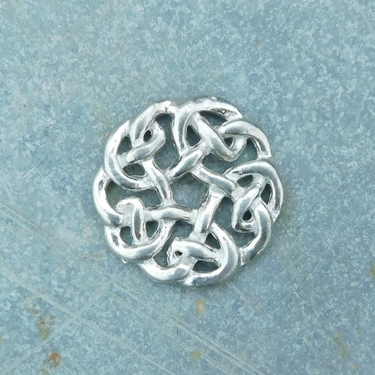 Celtic Knot Brooch (Round Knot), Handcast Pewter, Polished Finish