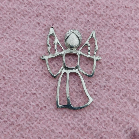 Angel Brooch (Open Design), Handcast Pewter, Polished Finish