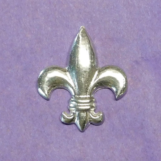 Fleur de Lis Brooch, Handcast Pewter Brooch, Polished Finish