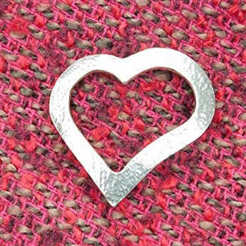 Heart Brooch, Handcast Pewter, Polished Finish