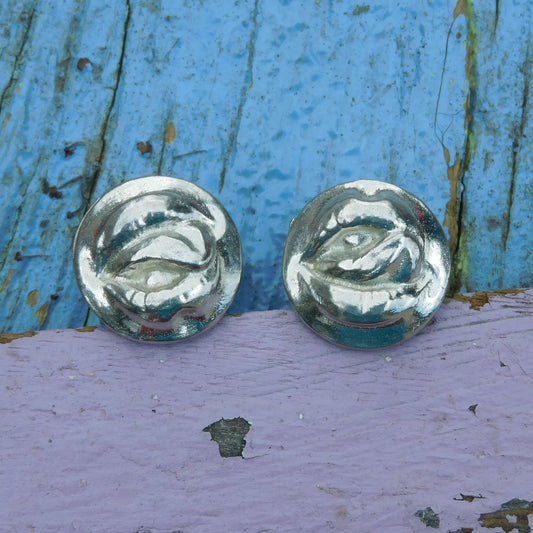 Lips Cufflinks, Handcast Pewter Cufflinks, Polished Finish