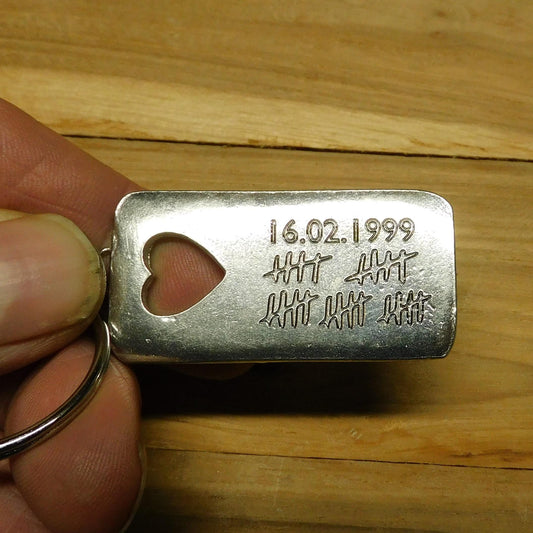 Twenty Fifth Anniversary Pewter Key Ring, Tally mark, 25th Wedding anniversary, Hand Crafted, Handmade From Fine Pewter by William Sturt