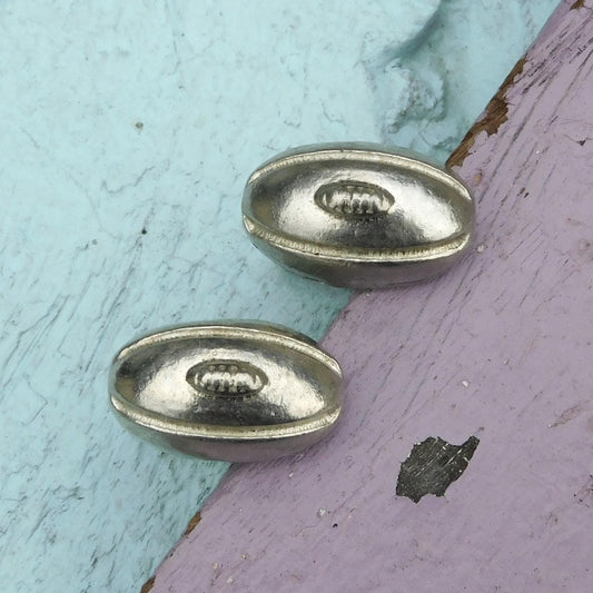 Rugby Ball Cufflinks, Handcast Pewter, Polished Finish