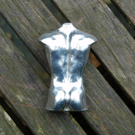 Male Torso Figurine, Erotic Miniature Statuette, Handmade in Fine Pewter, by William Sturt