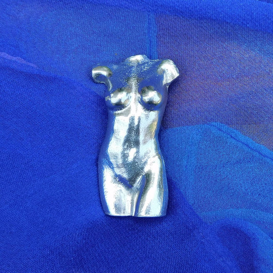 Female Torso Figurine, Erotic Miniature Statuette, Handmade in Fine Pewter, by William Sturt
