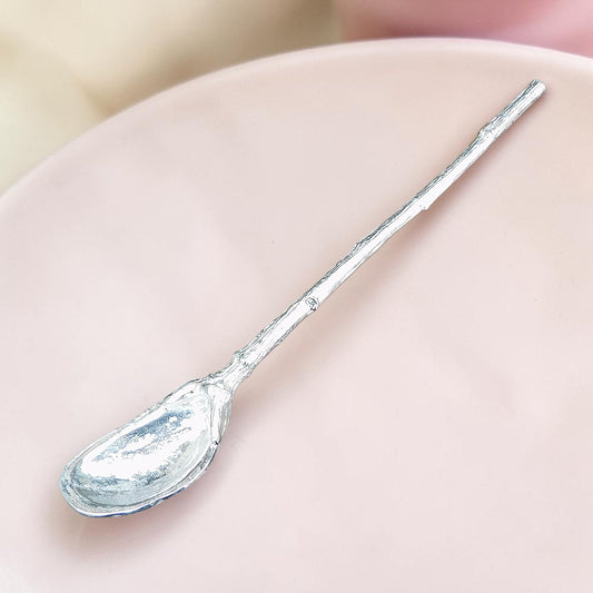 Handcast Pewter Mussel Shell Jam Spoon, Long Handled Serving Spoon