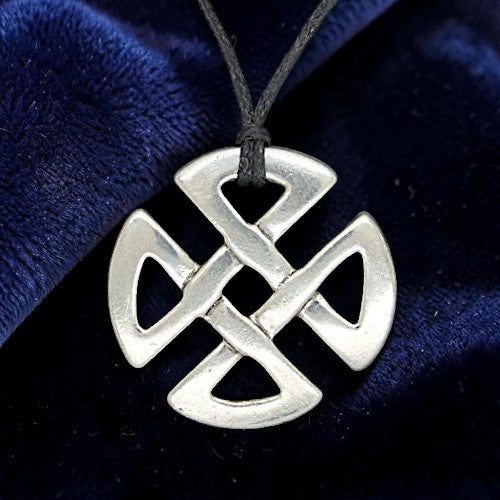 Celtic Love Knot Pendant Necklace, Handcast Pewter Pendant on Adjustable Waxed Cord
