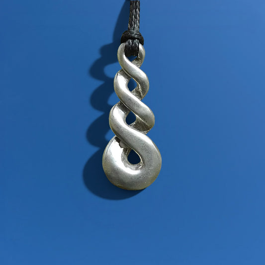 Infinity Loop Pendant Necklace (Small), Handcast Pewter Pendant on Adjustable Waxed Cord