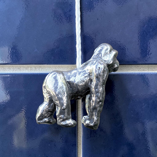 Gorilla Light Pull, Handcast Pewter, Polished Finish