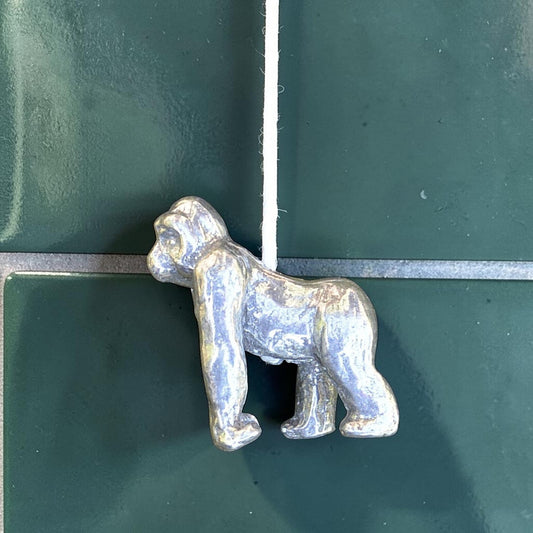 Gorilla Light Pull, Handcast Pewter, Polished Finish