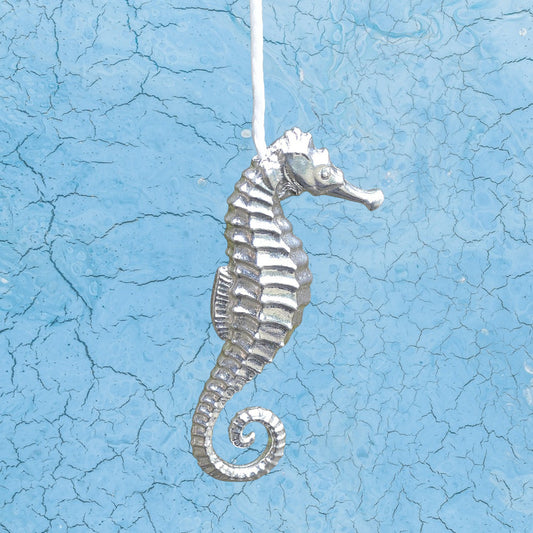 Seahorse Light Pull, Handcast Pewter, Polished Finish