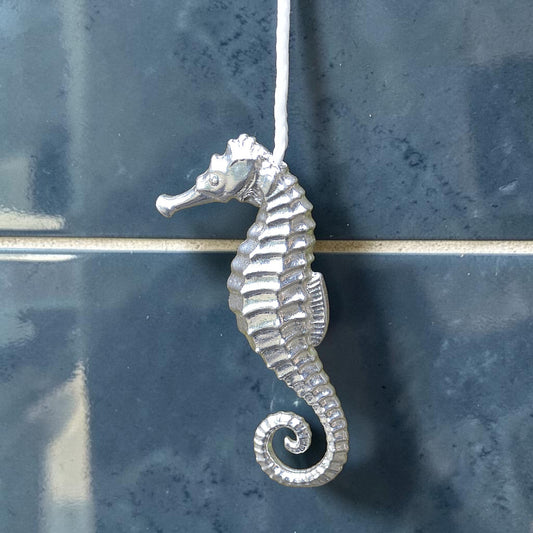 Seahorse Light Pull, Handcast Pewter, Polished Finish