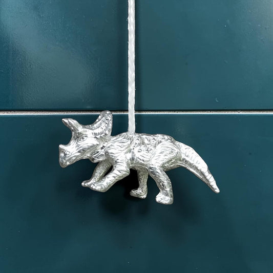 Triceratops Light Pull, Handcast Pewter, Polished Finish