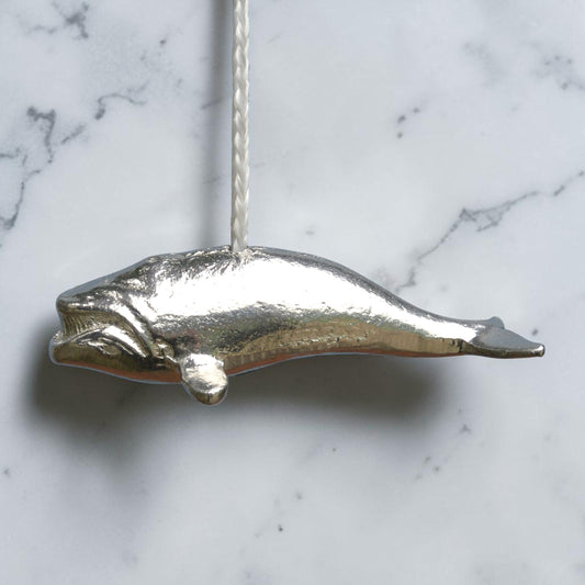 Swimming Whale Light Pull, Handcast Pewter, Polished Finish
