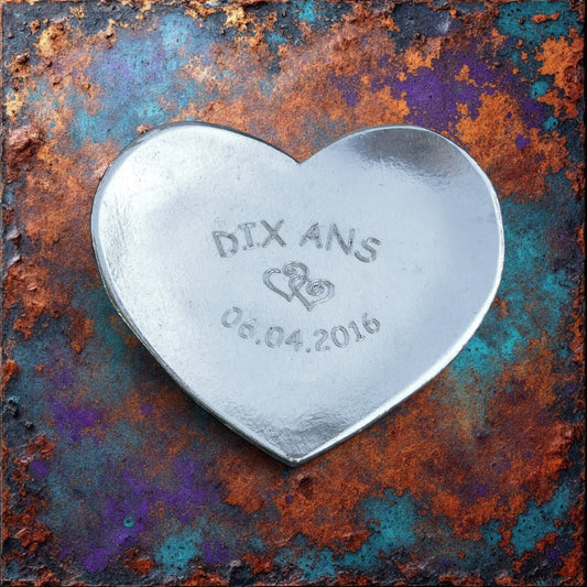 Personalised 10th Anniversary Pewter Keepsake Dish, Heart Design