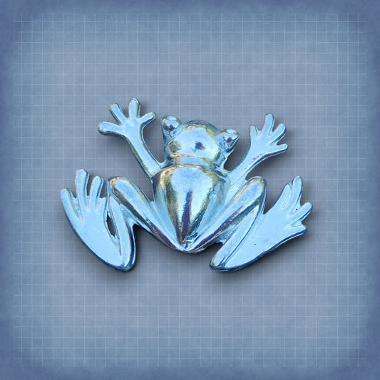 Frog Brooch (Simple Frog), Handcast Pewter Brooch, Polished Finish