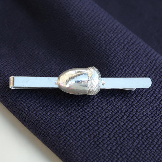 Acorn Tie Clip, Handcast Pewter Tie Clip, Polished Finish
