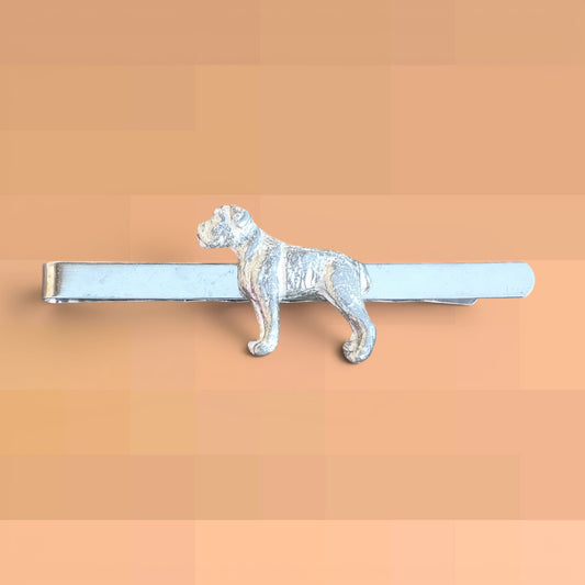 Boxer Dog Tie Clip, Handcast Pewter Tie Clip, Polished Finish