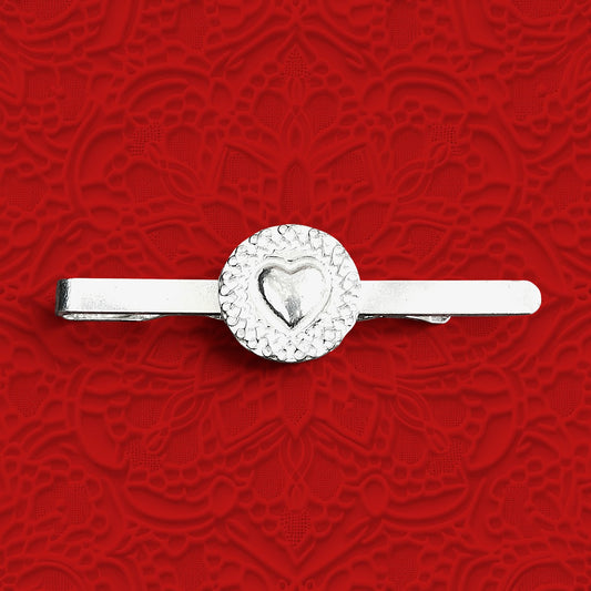 Celtic Heart Tie Clip, Handcast Pewter Tie Clip, Polished Finish