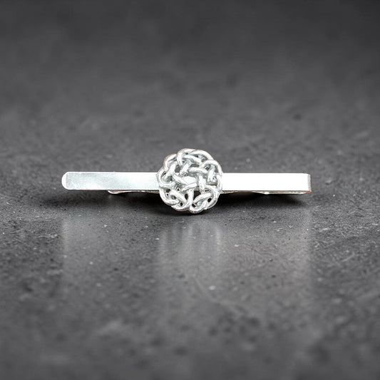 Love Knot Tie Clip, Handcast Pewter Tie Clip, Polished Finish