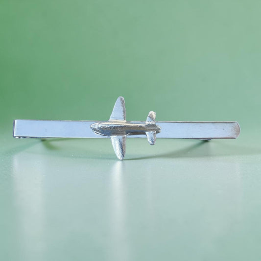 Douglas DC3 Plane Tie Clip, Handcast Pewter Tie Clip, Polished Finish