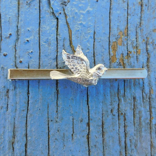 Dove Tie Clip, Handcast Pewter Tie Clip, Polished Finish
