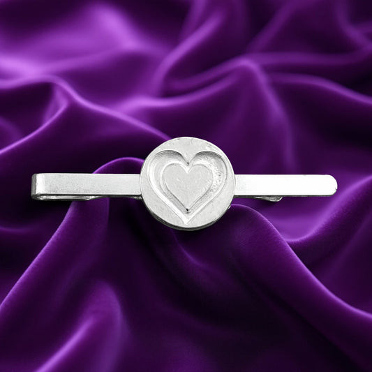 Heart Tie Clip, Heart Gifts For Him, Handcast in Fine Pewter by William Sturt