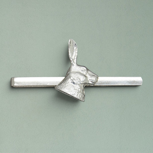 Hare Head Tie Clip or Slide, Handcast Pewter with a Polished Finish