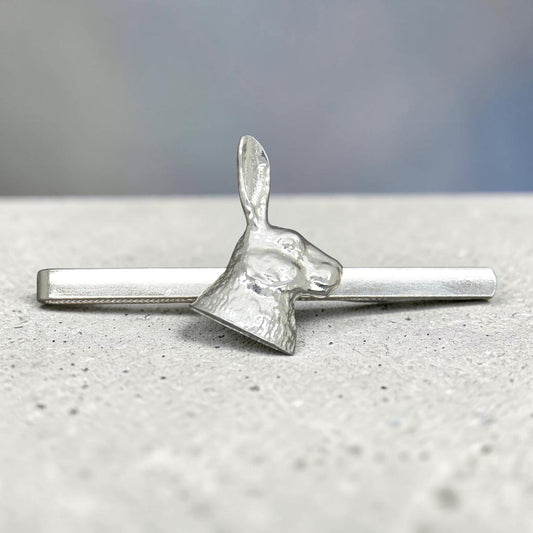 Hare Head Tie Clip or Slide, Handcast Pewter with a Polished Finish